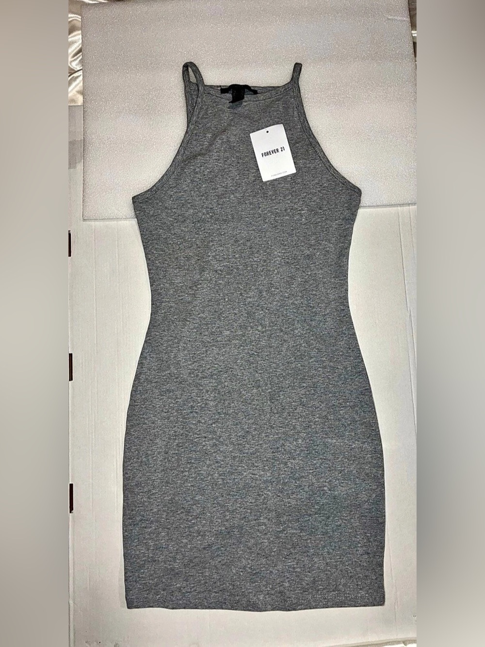 Forever 21 Heather Grey High-Neck Bodycon Mini Dress XS
